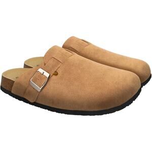 New Torotto Womens Size 7.5 Brown Suede Clogs Slip On Closed Round Toe Shoes